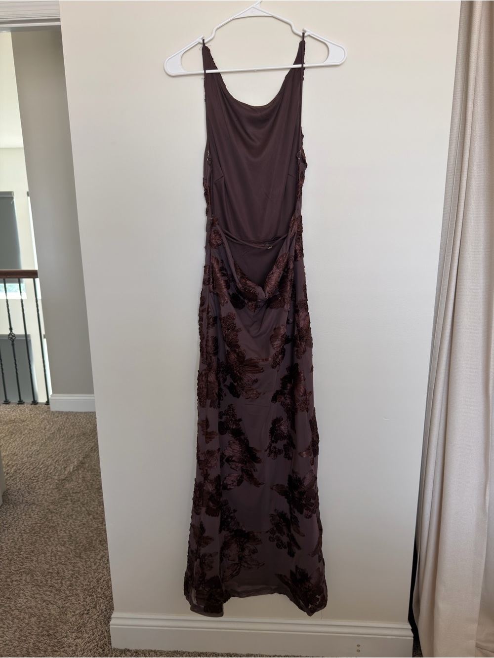Demi Floral Textured Maxi Dress | Espresso Brown